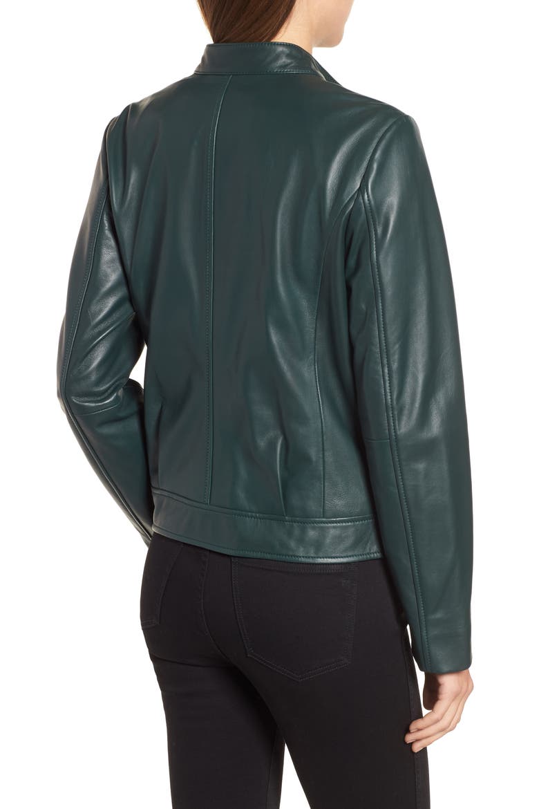 Clean Leather Jacket, Alternate, color, DEEP GREEN