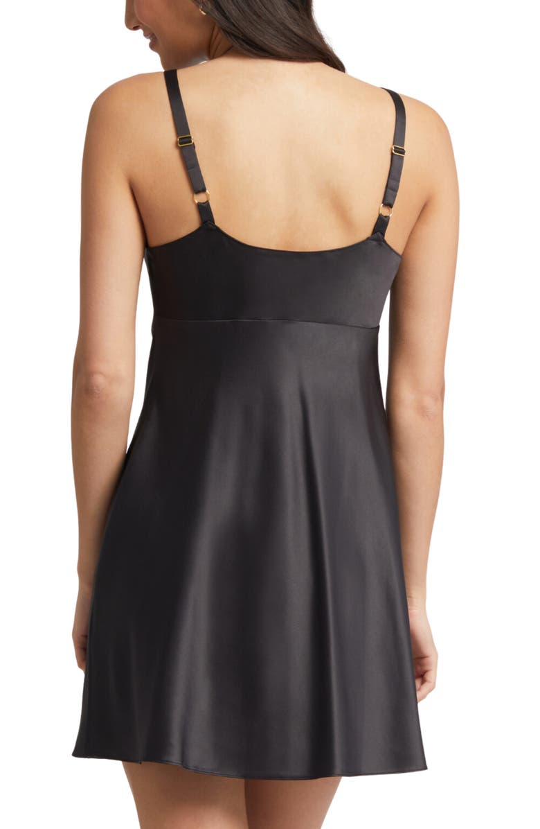 Rya Collection Heavenly Satin Chemise, Alternate, color, Black