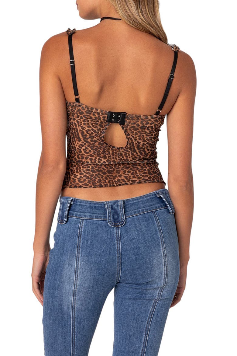 Lidia Leopard Print Sheer Mesh Bra Top, Alternate, color, LEOPARD