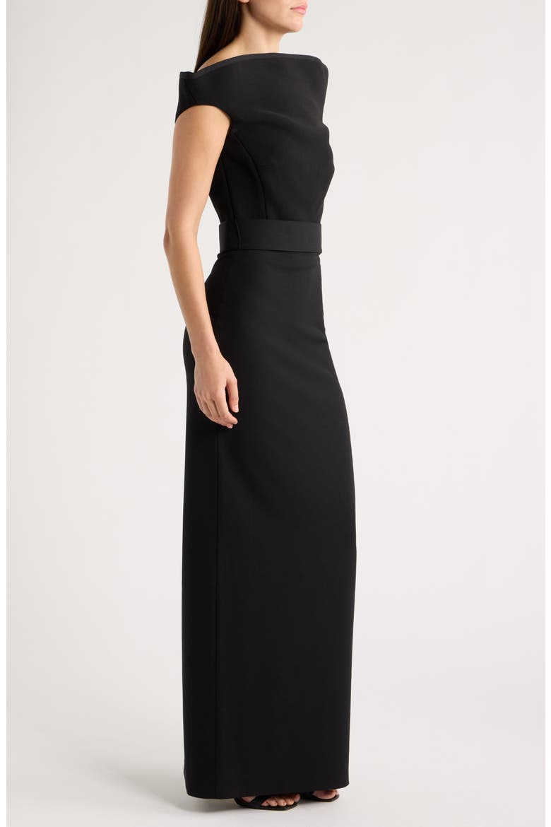 Faro Crepe Column Gown, Alternate, color, BLACK