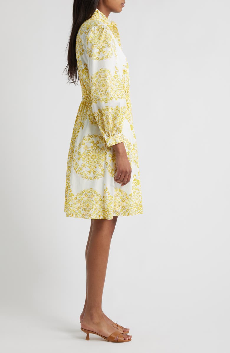 Julia Jordan Placed Paisley Floral Long Sleeve Cotton Shirtdress, Alternate, color, Yellow Multi