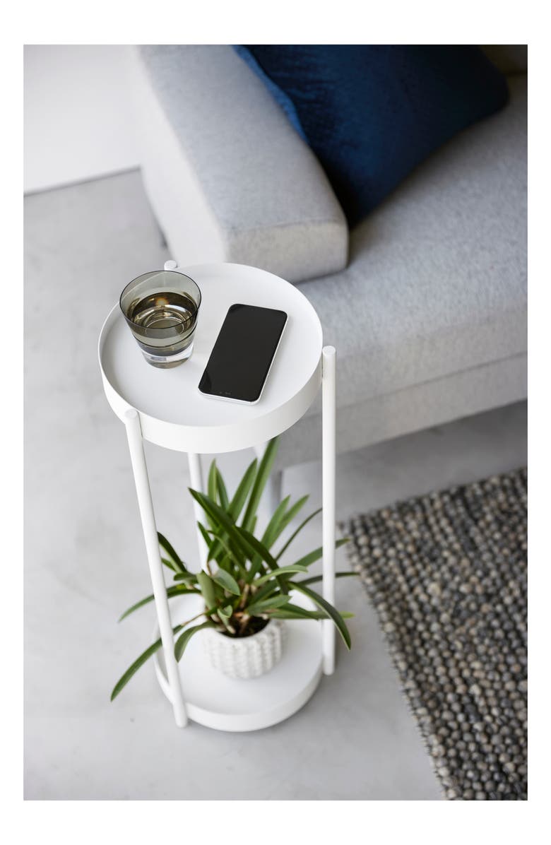 Yamazaki Rolling Two-Tier Plant Stand, Alternate, color, White