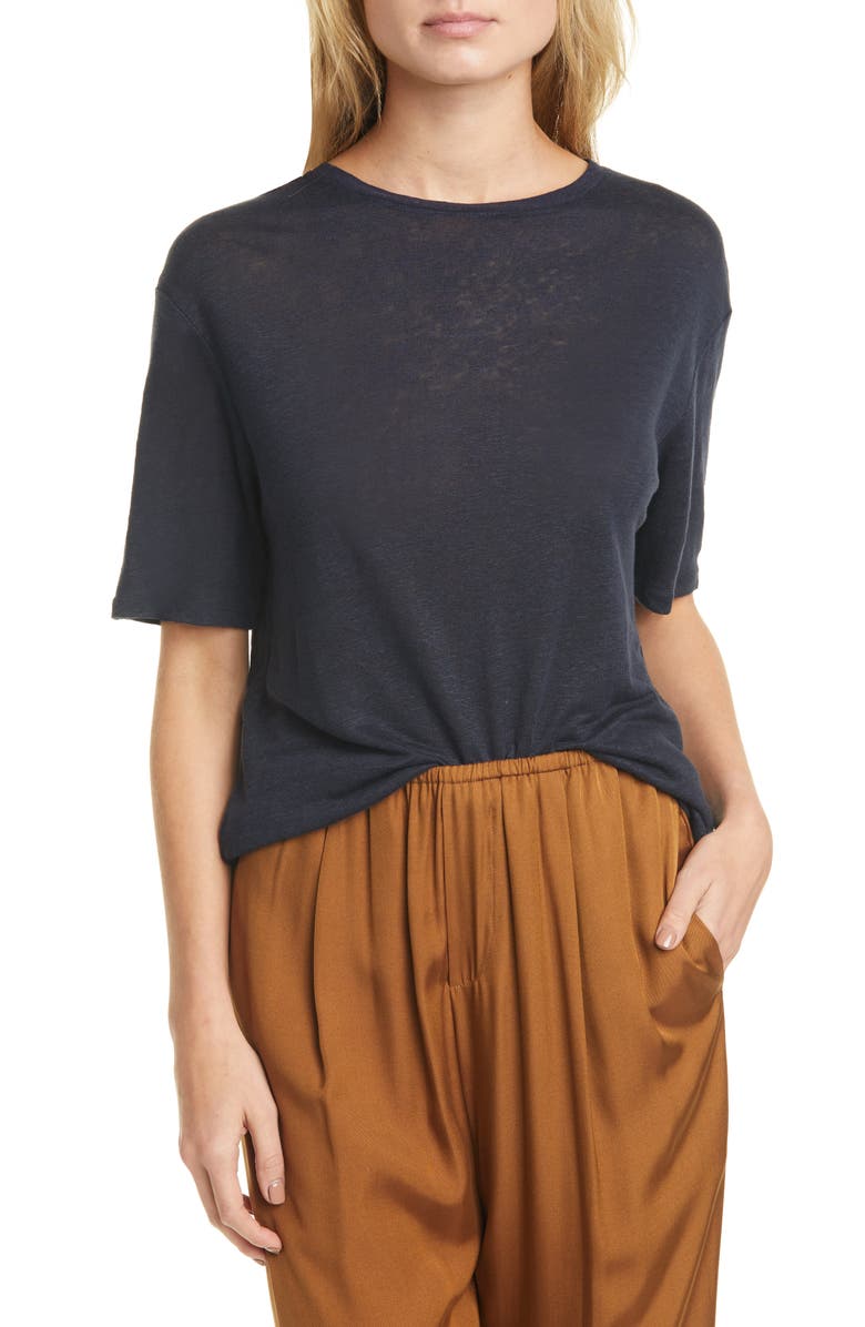Vince Boyfriend Slub Linen T-Shirt, Main, color, 