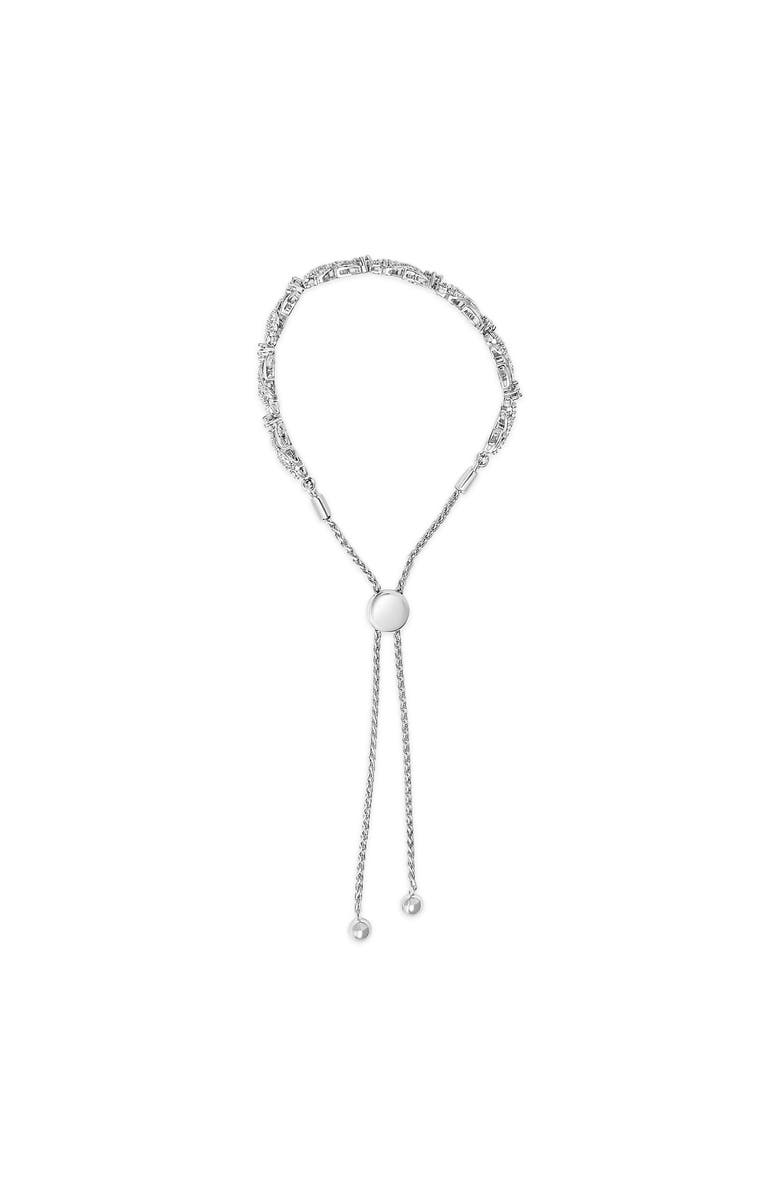Haus of Brilliance Silver 1/2 Cttw Diamond Weave and Station Bolo Bracelet, Alternate, color, White