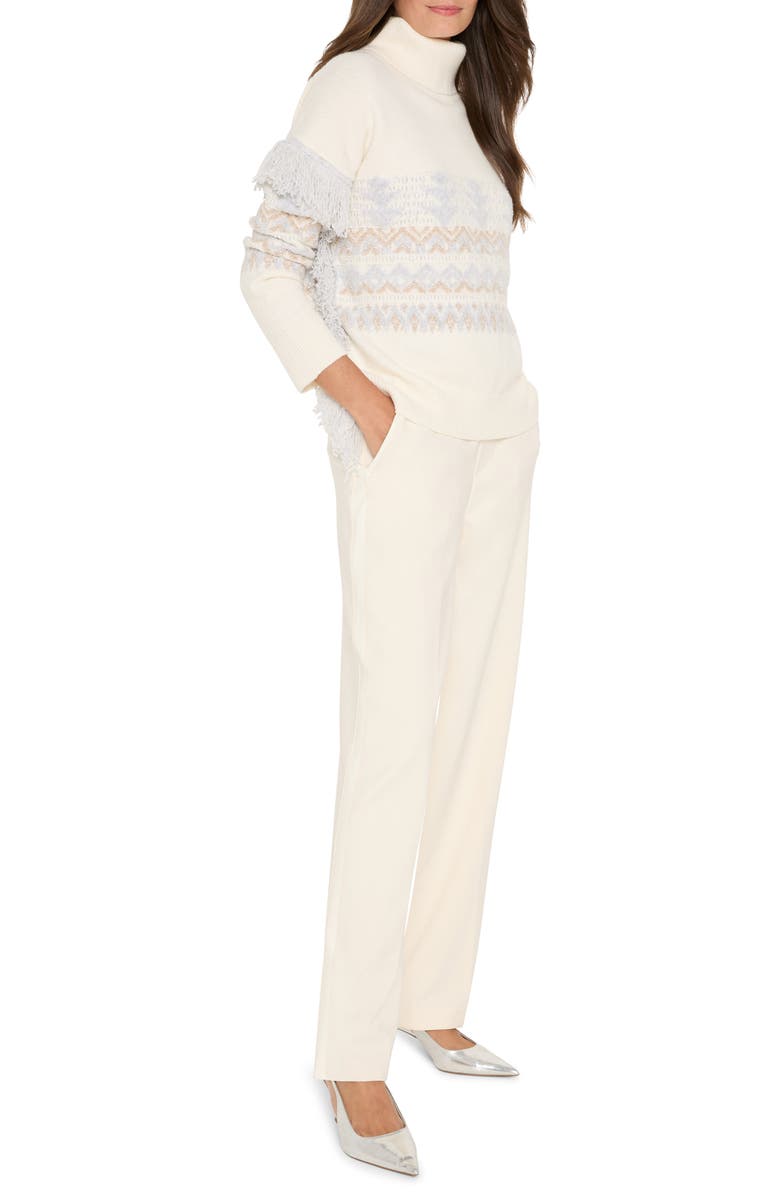 NIC+ZOE Fringe Trim Fair Isle Sweater, Alternate, color, Cream Multi