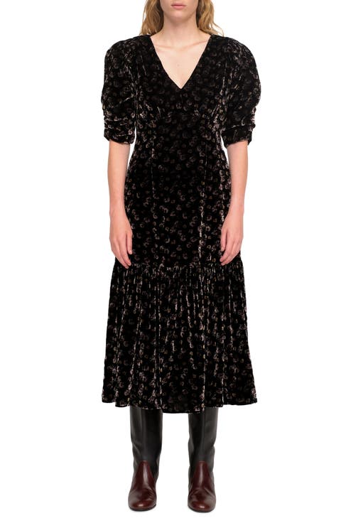 Valerie Burnout Velvet Midi Dress