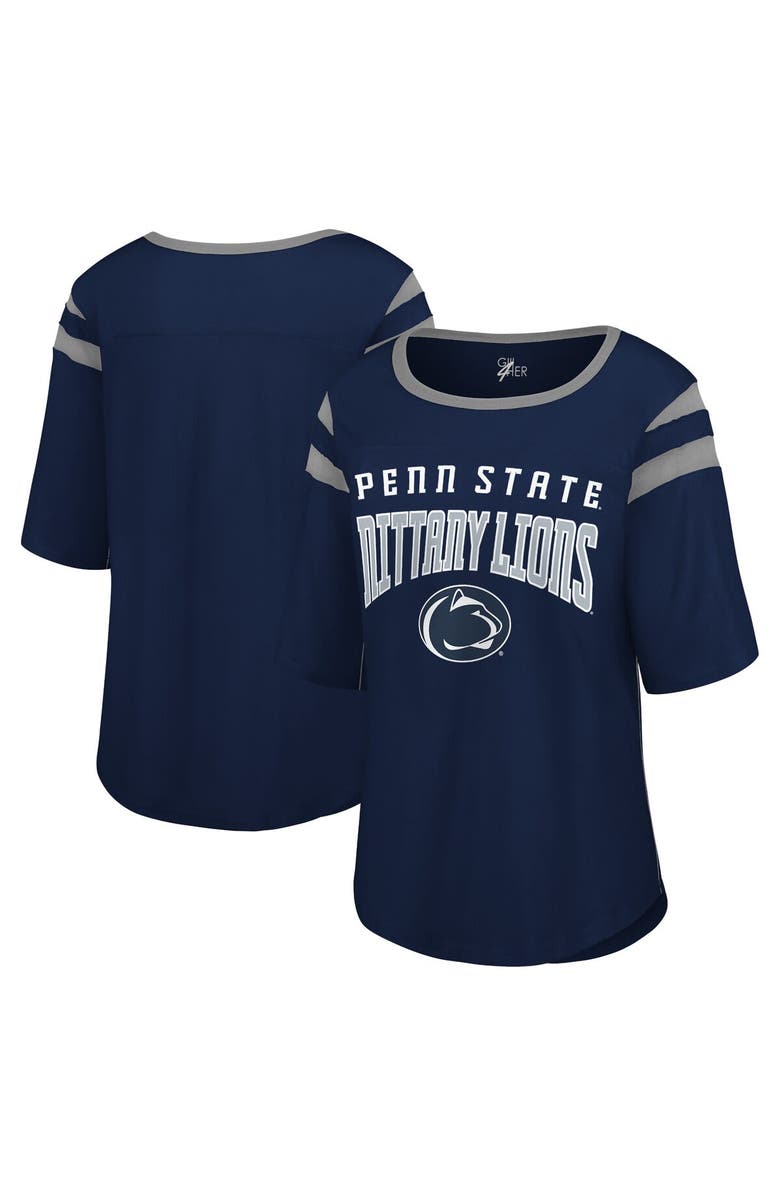 G-III 4HER BY CARL BANKS Women's G-III 4Her by Carl Banks Navy Penn State Nittany Lions Plus Size Linebacker Half-Sleeve T-Shirt, Main, color, 
