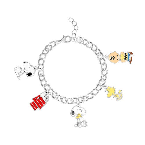 Peanuts Snoopy, Woodstock, Charlie Brown Charm Bracelet In Metallic