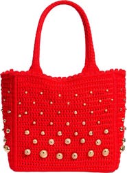 SANDRO Studded crochet bag