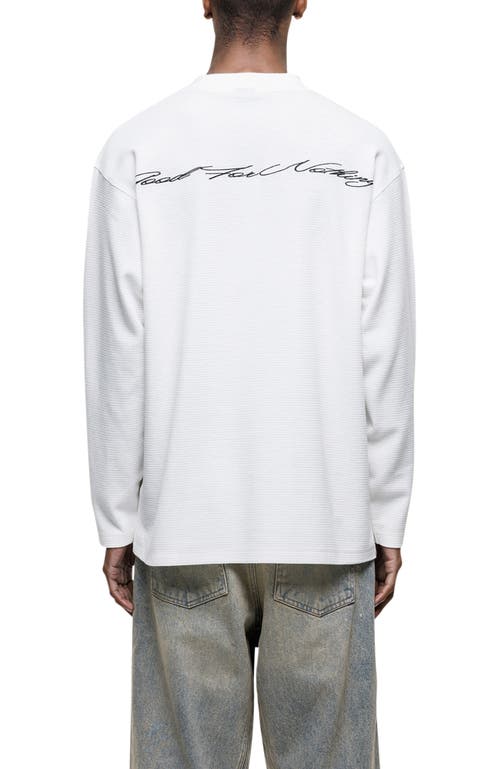 Good For Nothing Scribble Long-sleeve Waffle T-shirt In White