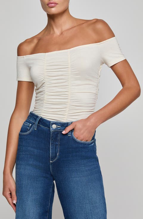 Baleigh Off the Shoulder Ruched Bodysuit