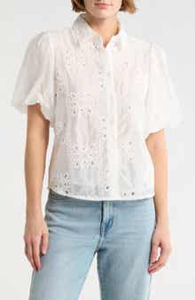 Forgotten Grace Bubble Sleeve Button Front Top