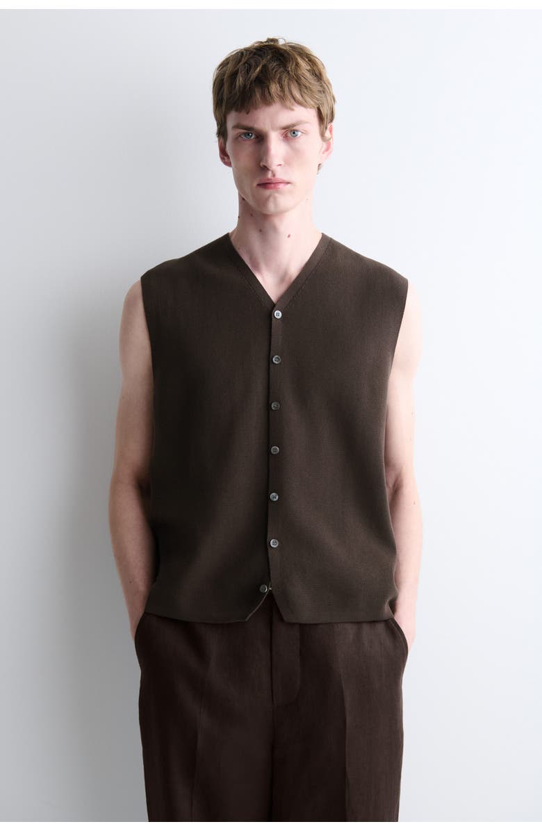 COS Milano-Knit Vest, Main, color, Brown
