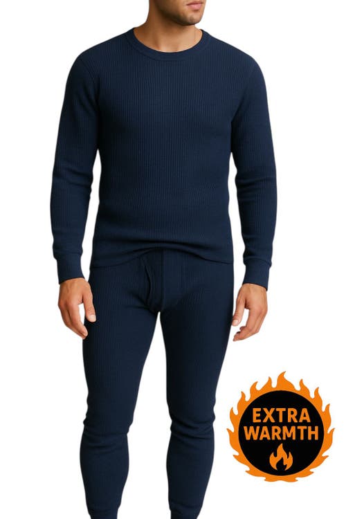 Benben 3 Pack Waffle Knit Thermal Loungewear Set In Blue