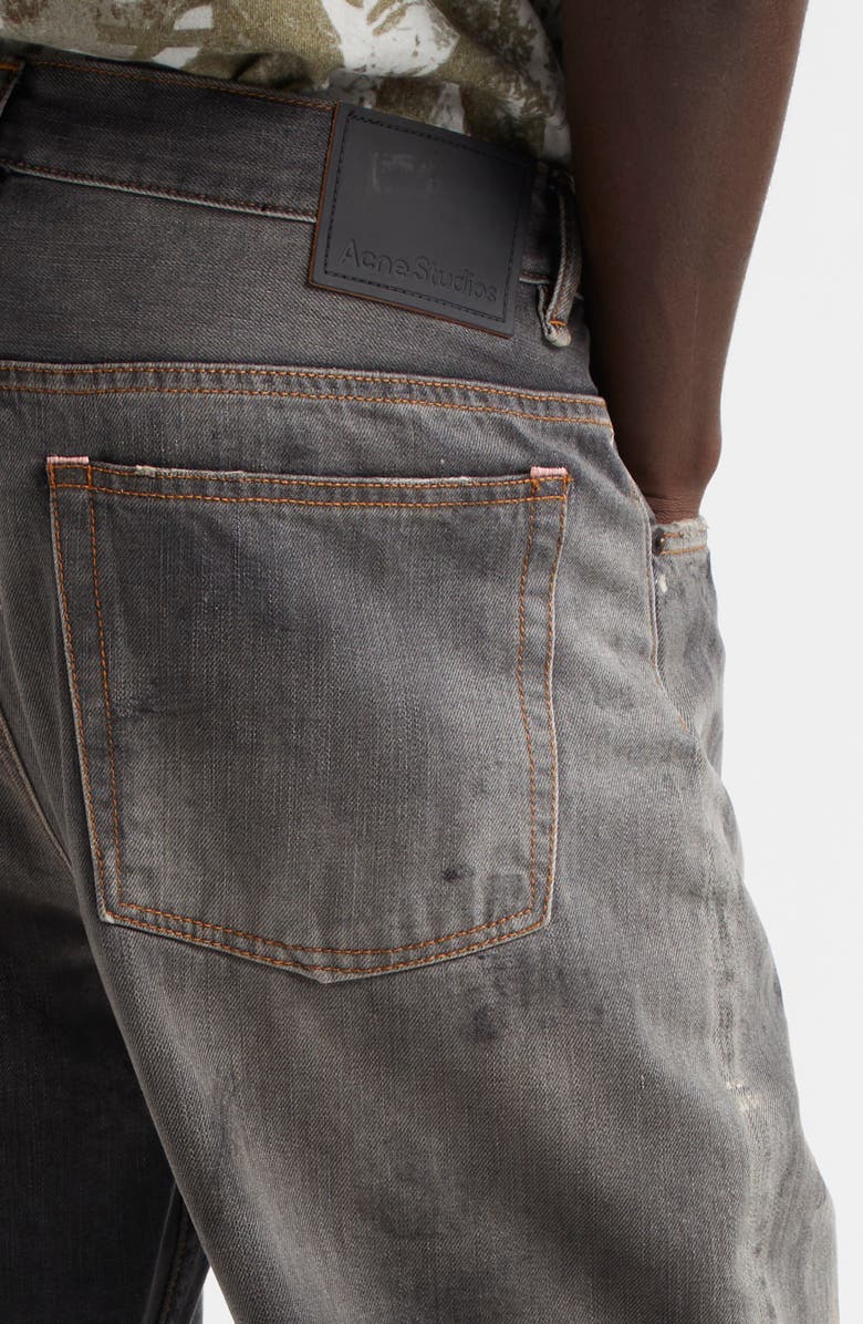 Acne Studios 2021 Black Trafa Paint Splatter Loose Fit Wide Leg Jeans, Alternate, color, 