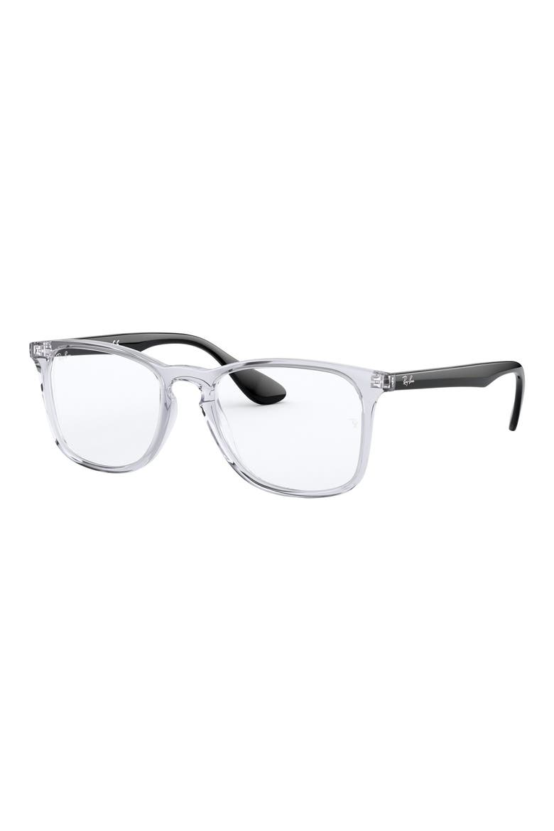 50mm Small Square Optical Glasses, Alternate, color, SHINY CRYSTAL