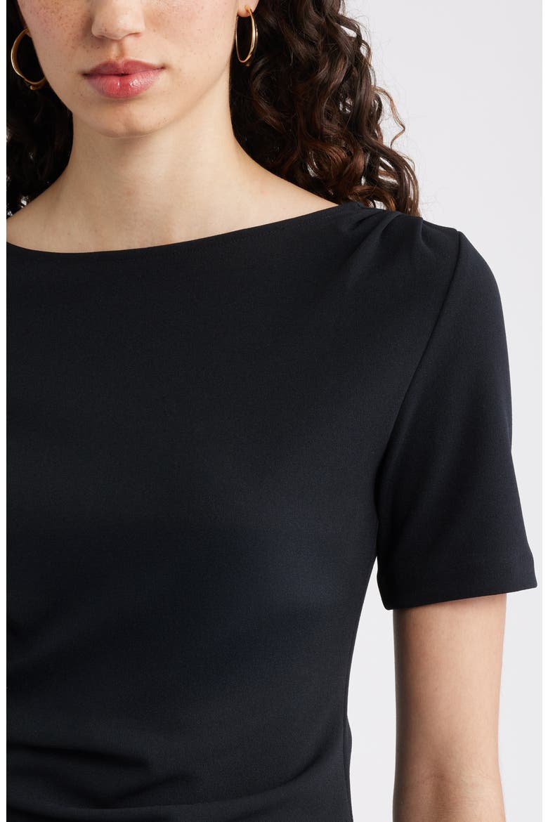 Asymmetric Gathered Tee, Alternate, color, BLACK
