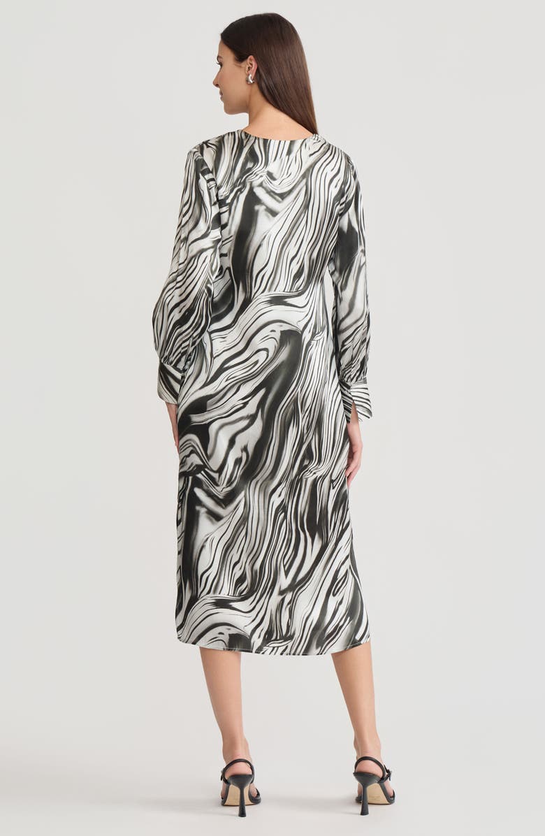 Misook Marble Print Silk Maxi Dress, Alternate, color, Black/White