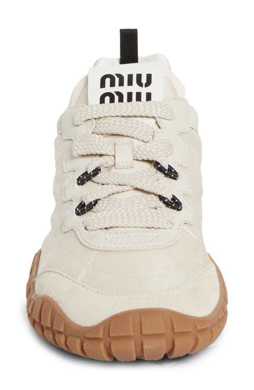 Miu Miu Sport Quilted Nylon Sneaker In Avorio
