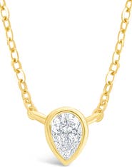 Sterling Forever Pear Cut Cubic Zirconia Pendant Necklace
