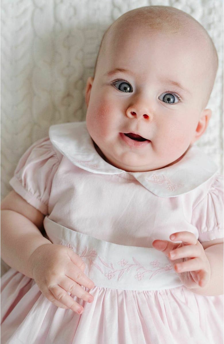 Hope & Henry Baby 3 Piece Sateen Dress with Peter Pan Collar and Bonnet Boxed Gift Set, Infant, Alternate, color,