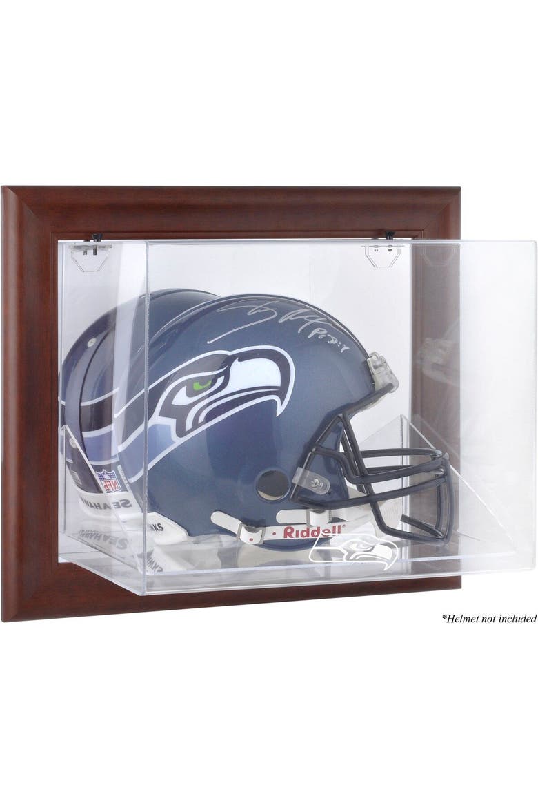 Seattle Seahawks Brown Framed Wall-Mountable Logo Helmet Case, Main, color, Brown