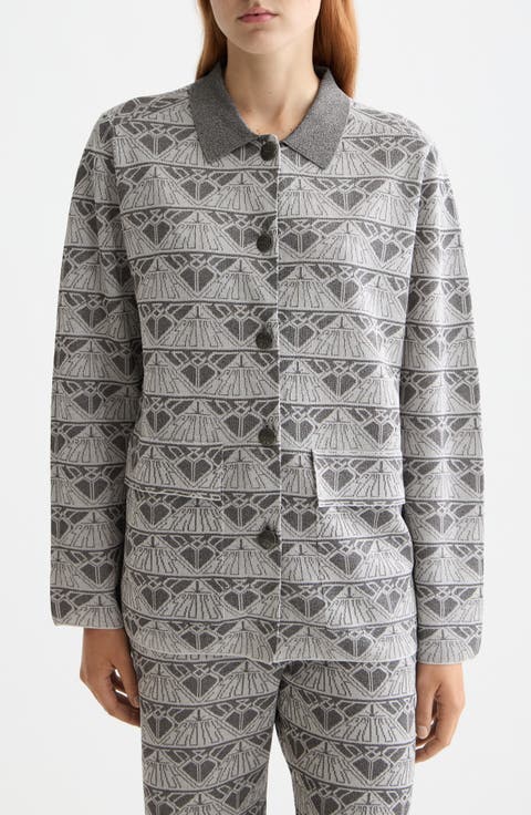 Logo Jacquard Sweater Jacket