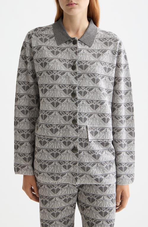 Scotch & Soda Logo Jacquard Sweater Jacket In Gray