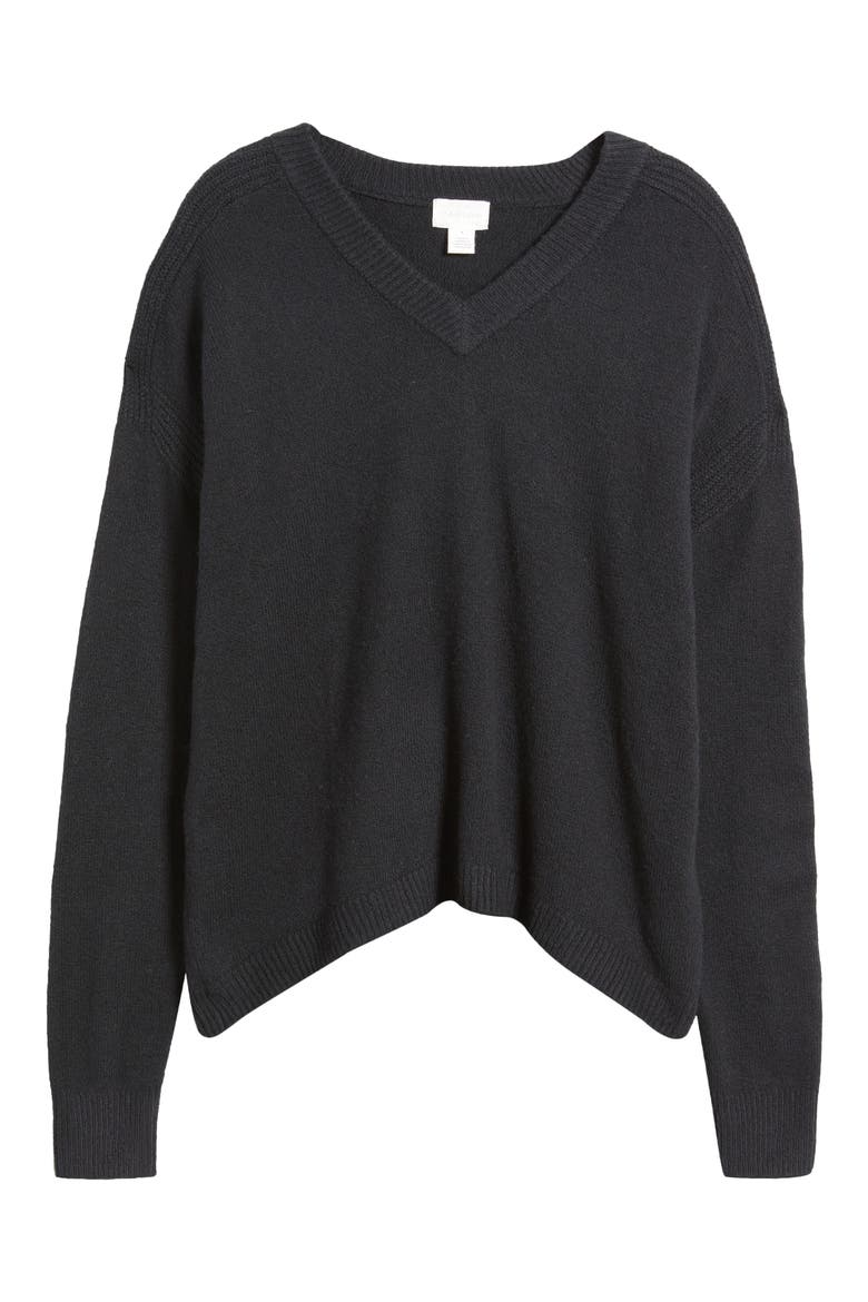 V-Neck Sweater, Alternate, color, BLACK