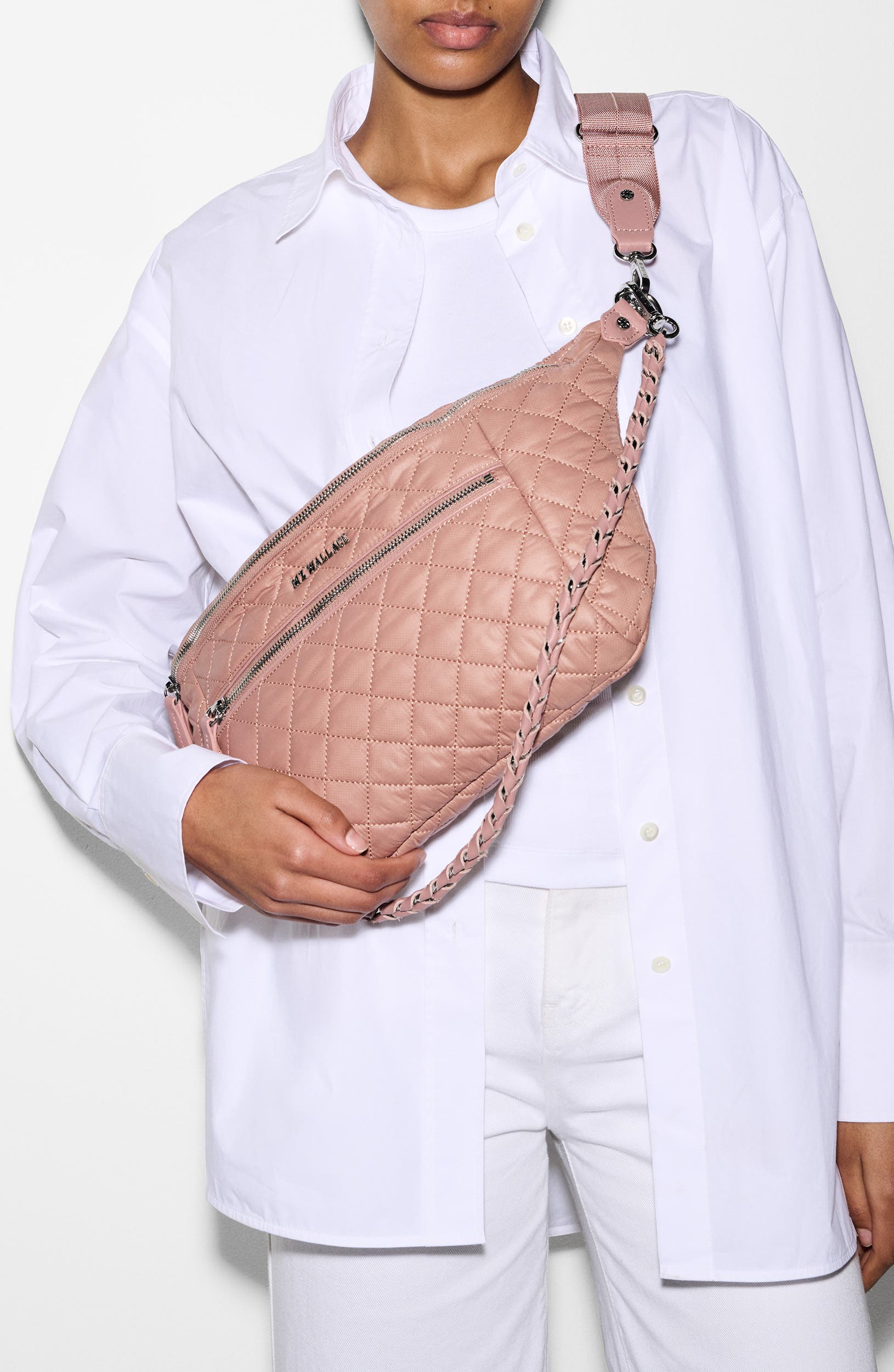 Small Crosby Quilted Nylon Convertible Sling Bag, Alternate, color, DUSTY ROSE