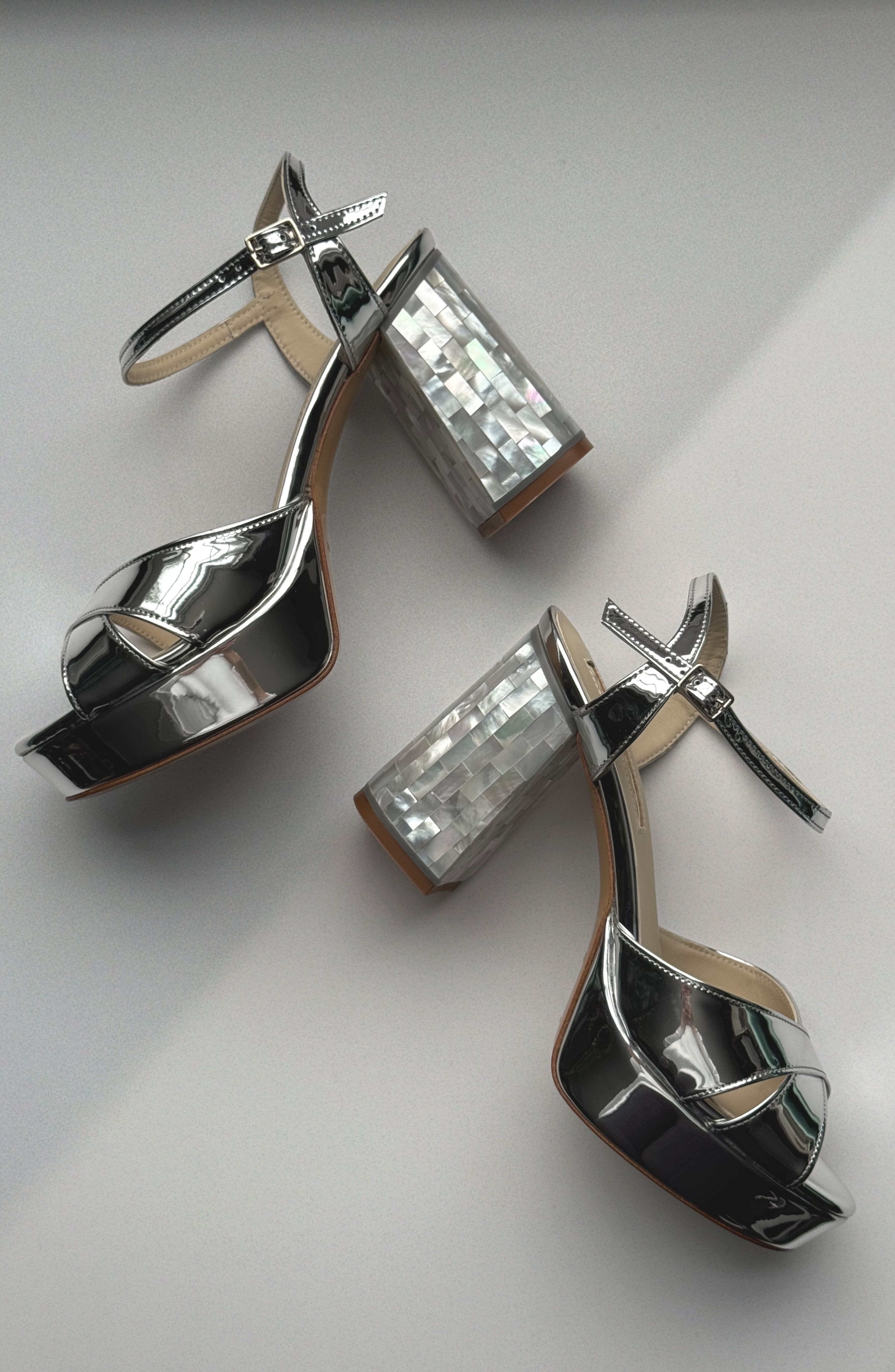 Freya Rose Nova Ankle Strap Pearl Heel Sandal, Alternate, color, Silver