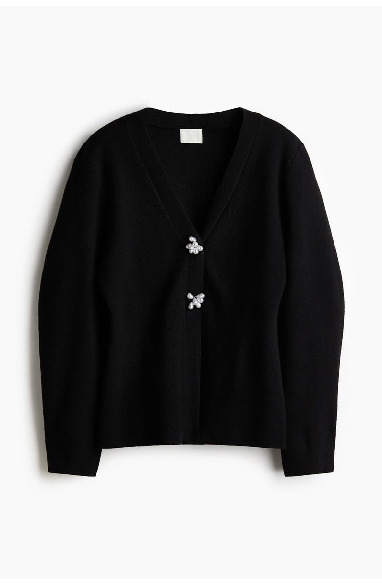 H&M Knitted Cardigan, Alternate, color, Black