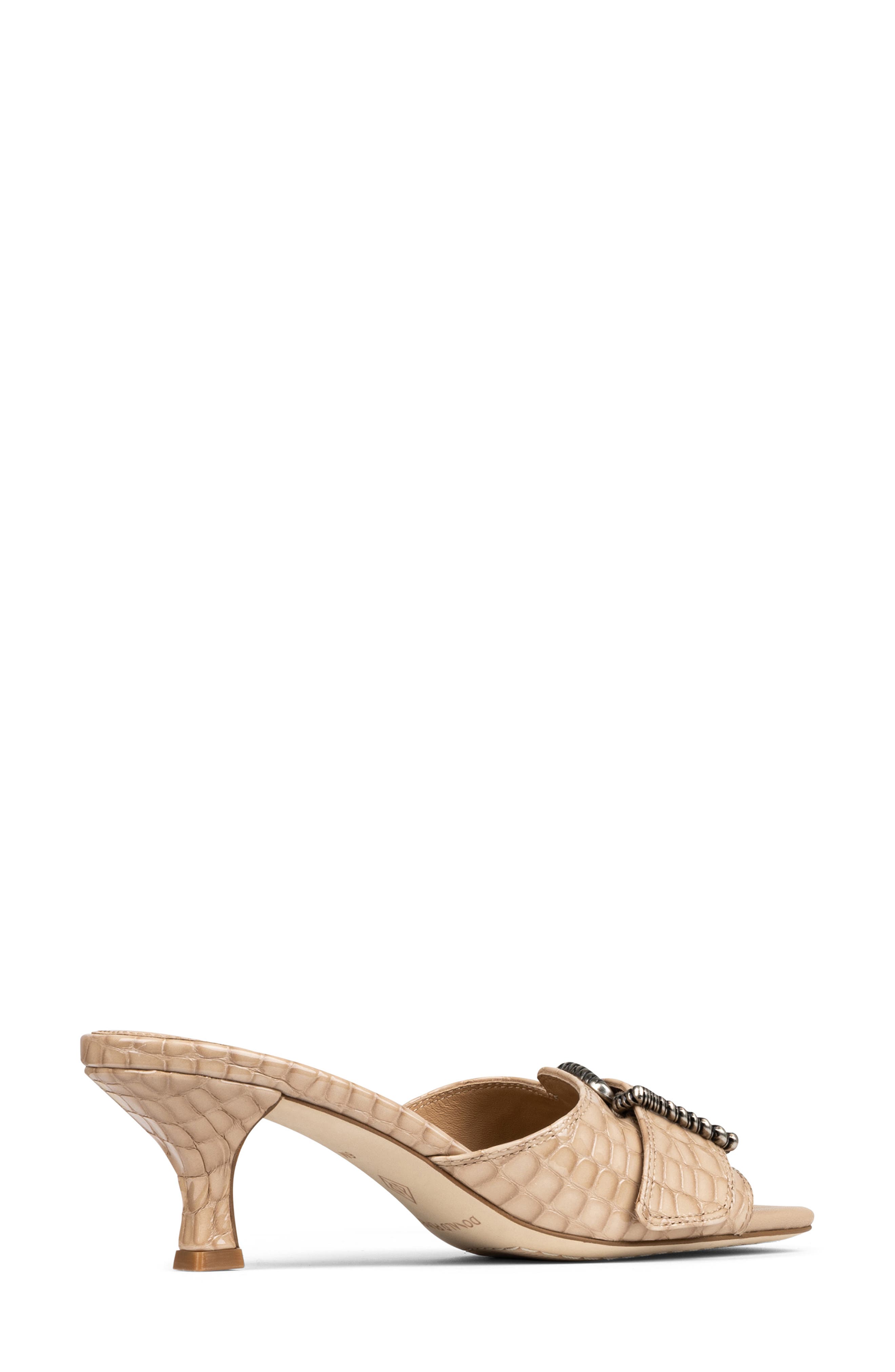 Donald Pliner Buckle Croc Embossed Slide Sandal, Alternate, color, Sand