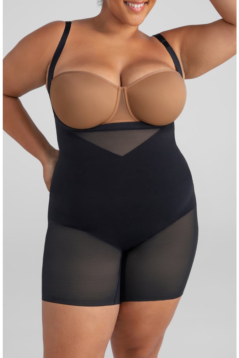 Open Bust Mid Thigh Shaper Bodysuit, Alternate, color, RUNWAY