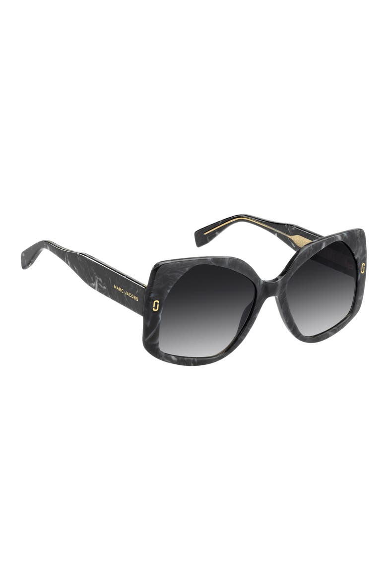 56mm Geometric Square Sunglasses, Alternate, color, GREY MARBLE/ DARK GREY SF
