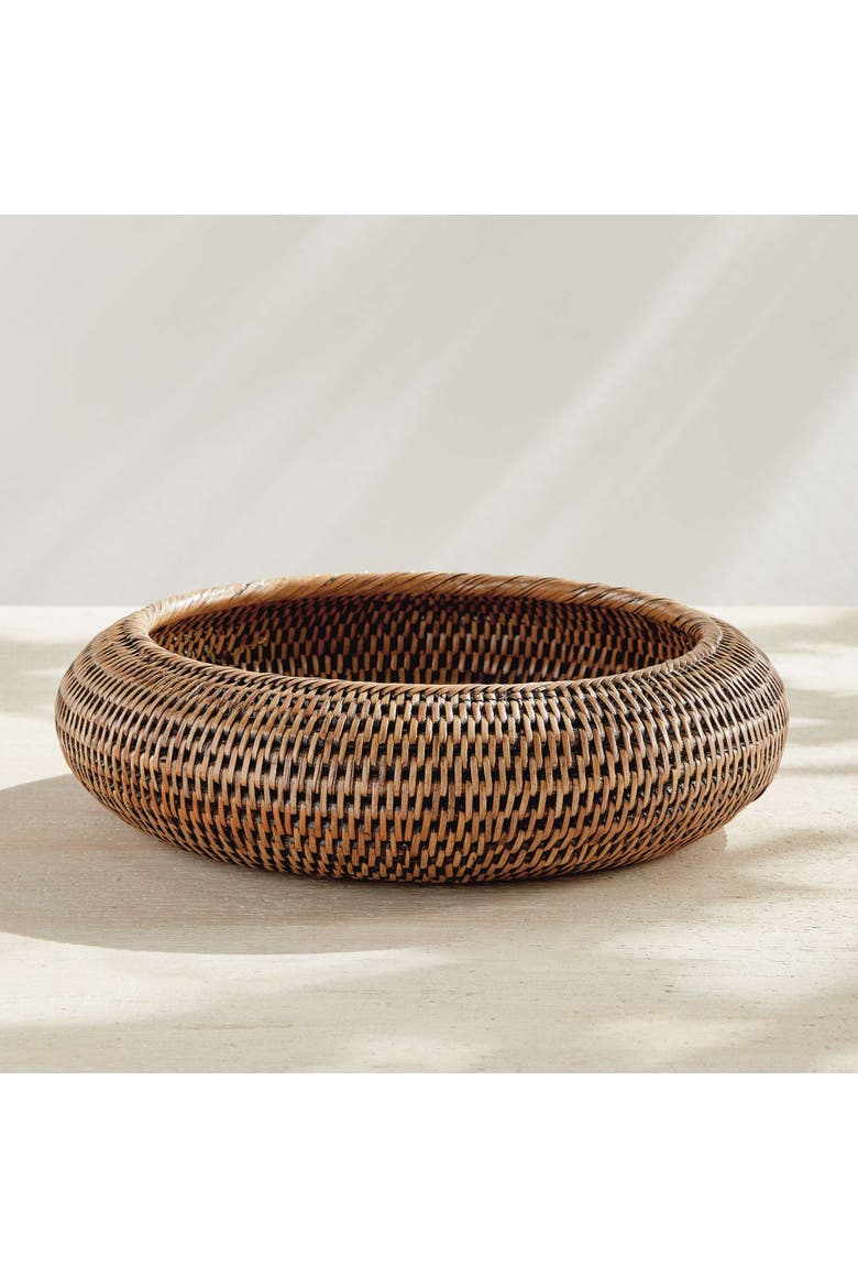 Burma Rattan Shallow Display Bowls Set Of 2, Alternate, color, Brown