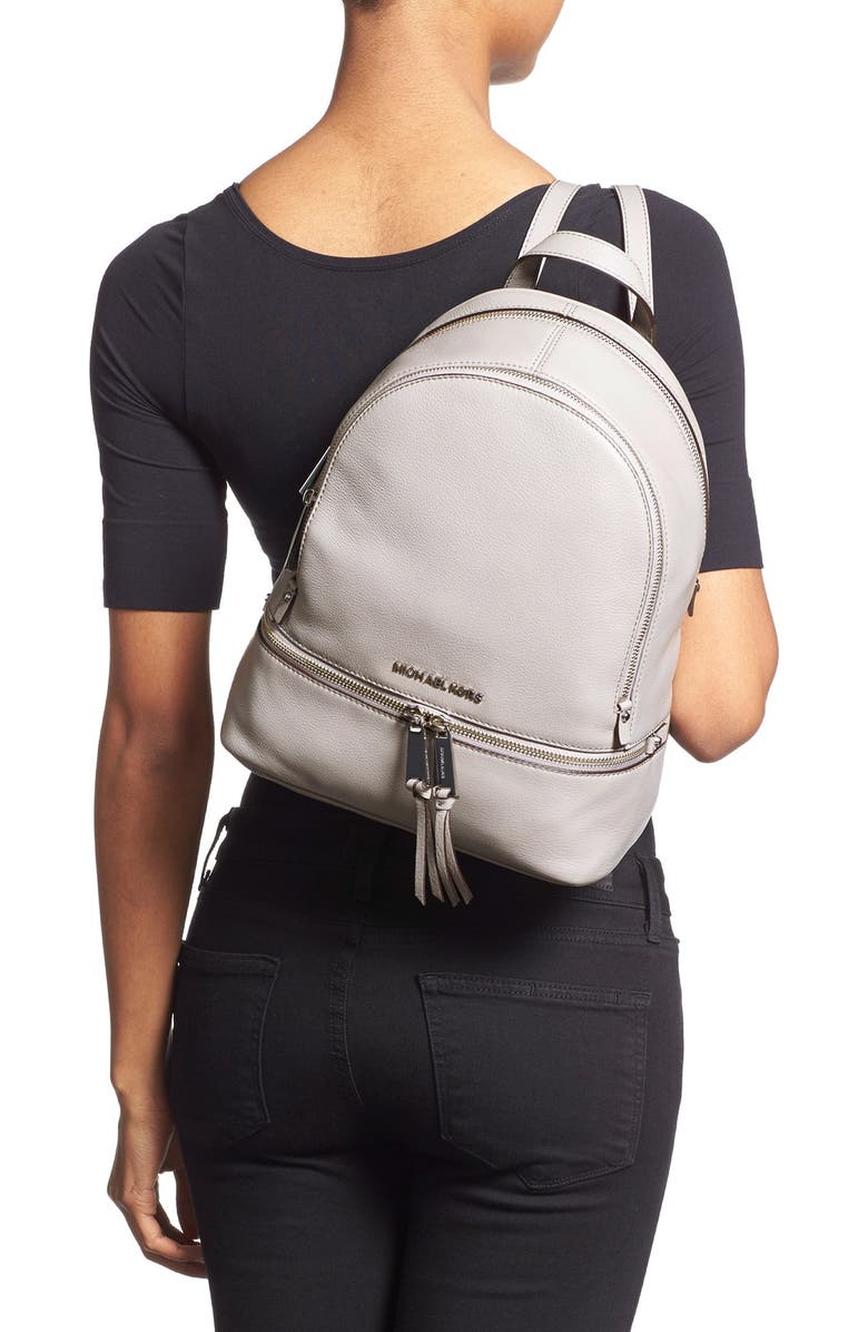 MICHAEL Michael Kors 'Small Rhea Zip' Leather Backpack, Alternate, color,