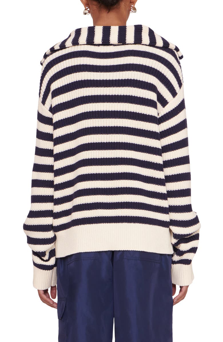 STAUD Alloy Stripe Cotton Sweater, Alternate, color,