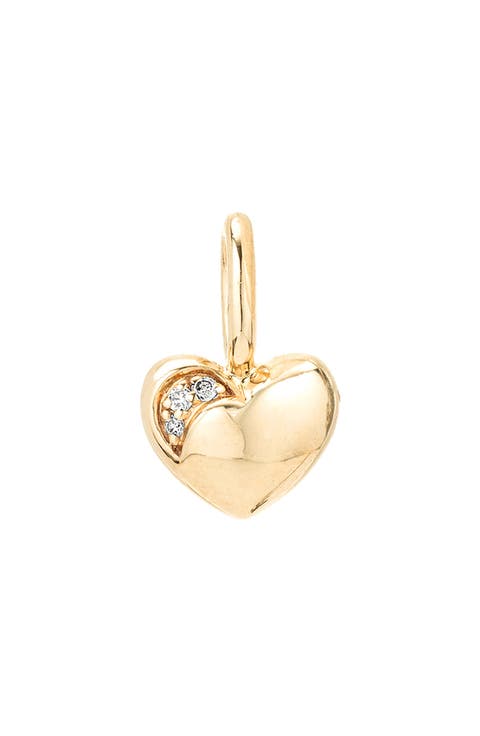 Diamond Puffy Heart Mini Charm Pendant