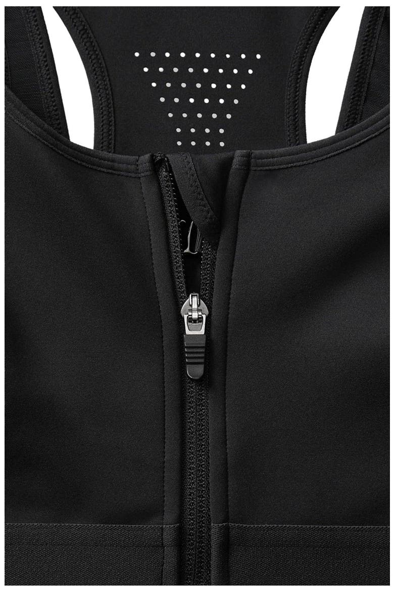 Women's Front Zip High Impact Sports Bra, Alternate, color, Black