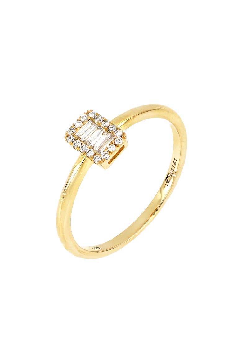 Getty Diamond Baguette Halo Ring (Nordstrom Exclusive), Main, color, YELLOW GOLD