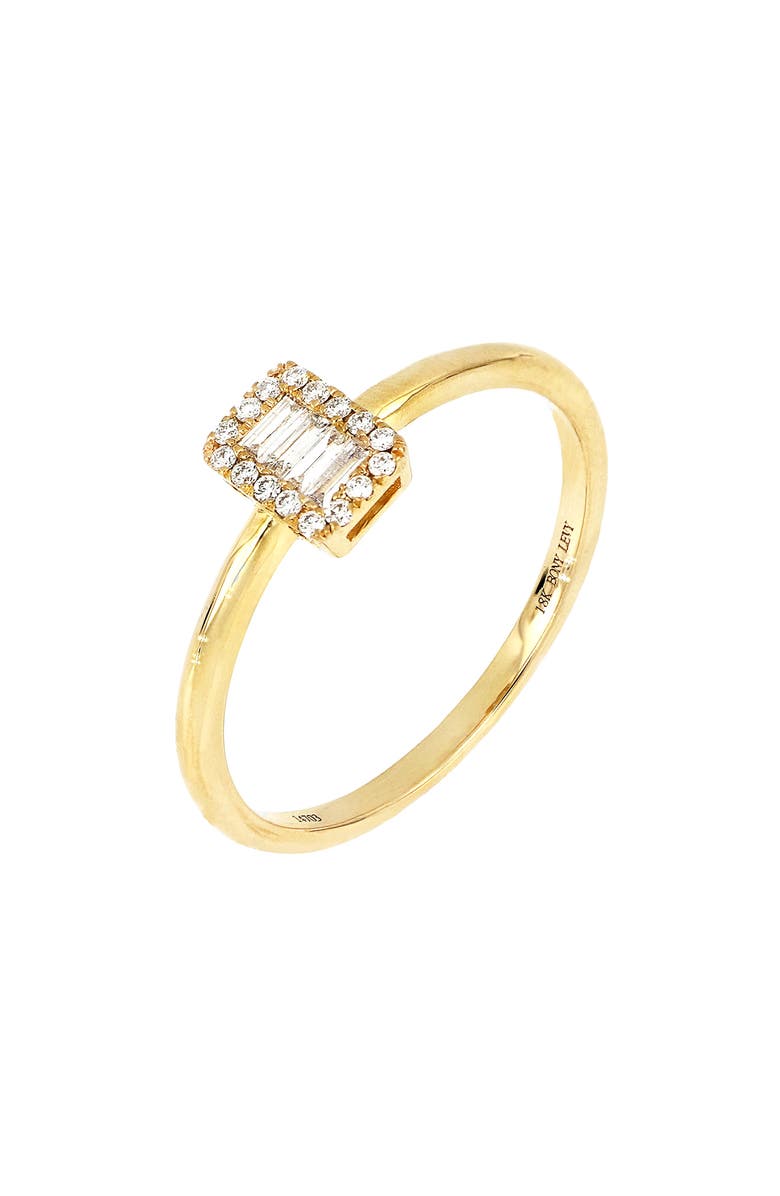 Bony Levy Getty Diamond Baguette Halo Ring, Main, color, Yellow Gold