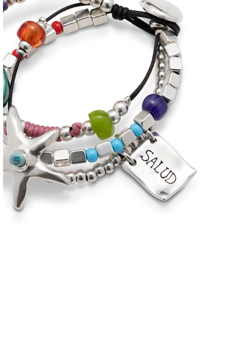 Silver-Plated Beaded Bracelet with Beads and a Star, Alternate, color, Silver
