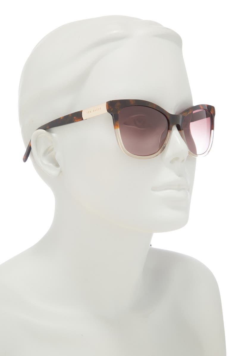 Ted Baker London 54mm Full Rim Cat-Eye Sunglasses, Alternate, color, Brown