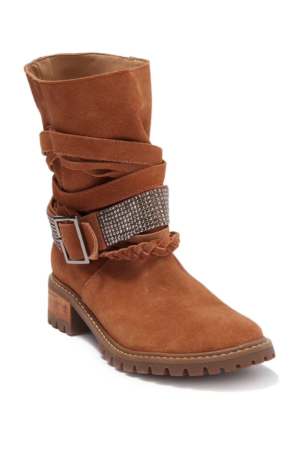 Schutz Kiara Suede Strappy Buckle Boot, Main, color, 