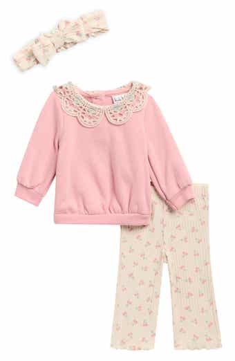 Collared Fleece Top, Leggings & Headband Set