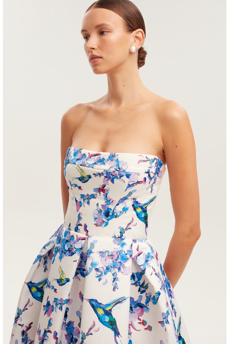 Corset Midi Formal Occasion Dress, Alternate, color, Lavender Birds