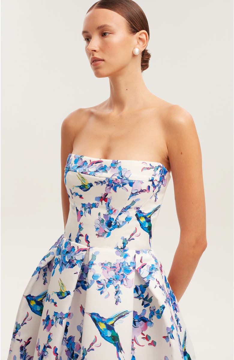 Milla Corset Midi Formal Occasion Dress, Alternate, color, Lavender Birds