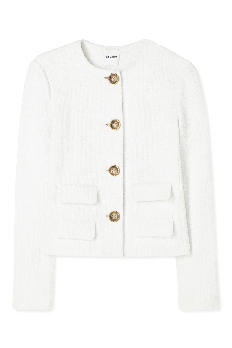 Bouclé Knit Jacket, Alternate, color, OPTIC WHITE
