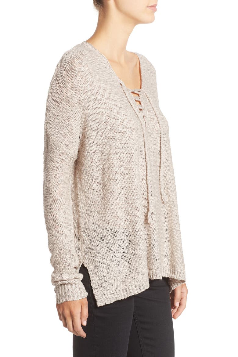 Lace-Up Pullover, Alternate, color, OATMEAL